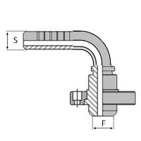 SBPF9 : Embout hydraulique à BRIDE FEMELLE POCLAIN 90° - Cône 24°