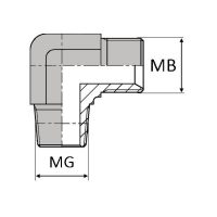 BCMCO9 : Coude 90° mâle BSP x mâle GAZ conique
