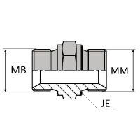 BMMDJE : Adaptateur droit mâle BSP pour bague BS x mâle DIN forme E (joint encastré JE)