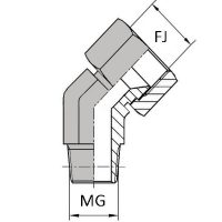 JCFMCO4 : Coude 45° femelle tournant JIC x mâle GAZ CONIQUE