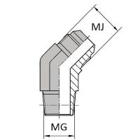 JCMCO4 : Coude 45° mâle JIC x mâle GAZ Conique