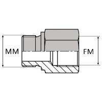 DIN-MFI / DIN-MF : Adaptateur droit mâle ISO joint cuivre x femelle ISO simple, prolongé ou concentrique