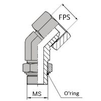 NPT-CFMSA4 : Coude 45° orientable femelle tournant NPSM (cylindrique) cône 60° x mâle SAE + joint torique