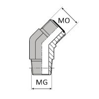 OCMCO4 : Coude 45° mâle ORFS x mâle orientable GAZ CONIQUE