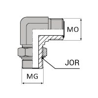 OCMCY9 : Coude 90° orientable mâle ORFS x mâle GAZ CYLINDRIQUE + joint torique + bague anti-extrusion