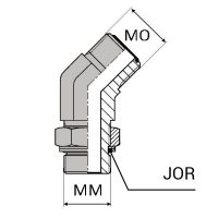 OCMIS4 : Coude 45° orientable mâle ORFS x mâle ISO + joint torique + bague anti-extrusion