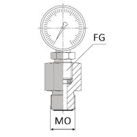 OMFGMA : Adaptateur mâle ORFS x femelle Gaz cylindrique manomètre