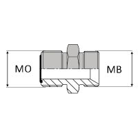 OMMBSP : Adaptateur droit mâle ORFS x mâle BSP cone 60° pour bague BS