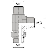 OTMCYR : Té renversé orientable mâle ORFS x mâle ORFS x mâle GAZ CYLINDRIQUE + joint torique + bague anti-extrusion