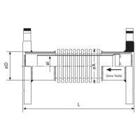 schéma compensateur axial avec guide intérieur - compensateur inox - Isoflex fournisseur de compensateurs inox - industrie
